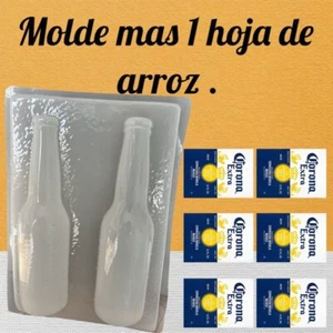 Molde en Forma de Botellitas con 2 Cavidades mas 1 Hoja de Arroz con Logochela