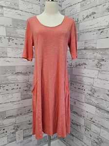 Eileen Fisher Womens Hemp Organic Cotton Dress Small Petite Relax Slouchy Coral - Picture 1 of 10