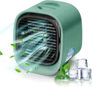 M201 Thermantidote USB Desktop Home Office Klimaanlage Ventilator Tragbar GRÜN - Bild 1 von 2
