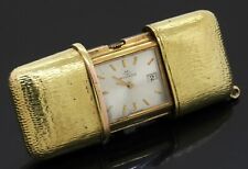 Movado heavy vintage 18K gold traveling clock w/ date