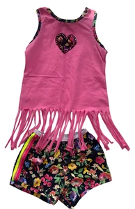 Hope Jeans girls 2pc floral heart fringe tank top and shorts set 10 - Picture 1 of 2