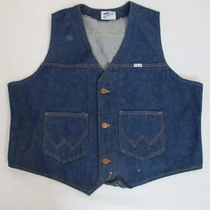 VTG WRANGLER NO-FAULT DENIMS 100% Cotton SANFOR-SET USA Vest   Large??? - Picture 1 of 8