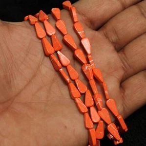 2 Strings Semiprecious Howlite Flat Drop Beads 9x6mm - Picture 1 of 8