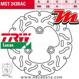 Disque de frein Arrière TRW Lucas MST 243 RAC PGO PMX 50 (PM) 2001