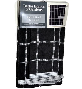 Better Homes & Gardens Weston 2 Piece Bath & Hand Towel Set Super Soft Black - Picture 1 of 1
