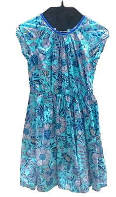 Lands' End Girl's Floral Raglan Cap Sleeve Multicolor Dress Size 10 - Image 1 of 4