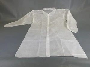 Pack of 10 Lab Coat Disposable Blue Polypropylene Short Jacket with Knitted Cuff - Picture 1 of 3