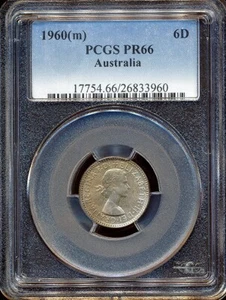 Australia 1960 (m) Sixpence 6d Elizabeth II - PCGS PR66 - Bild 1 von 3