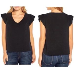 Three Dots Double Gauze Short Sleeve Top Black Size XXL - Picture 1 of 9