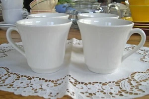 Vintage Syracuse China Restaurant WHITE Coffee Cups Teacups ~ Set of 4 ~ - Picture 1 of 8