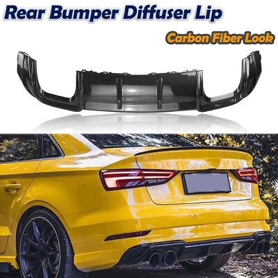 Kit de carrocería difusor parachoques trasero de fibra de carbono para Audi A3 Sedán 2017-2019 Foto 1 de 4
