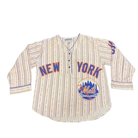 Vintage ESleep PJAMS  NEW YORK METS NY MLB Pajama Sleep Shirt Adult Size S Cover