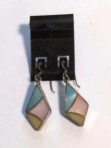 Earrings Women Girls 925 Sterling Silver Diamond, Pretty Palecolours Dangling  - Picture 1 of 11