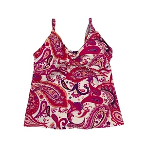 Lands' End Womens Tankini Top 6L 6 Long Built In Bra Underwire Adjustable Straps - Picture 1 of 5