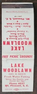 Lake Woodlawn Mt. Pleasant South Carolina "Matchcover" - Picture 1 of 2