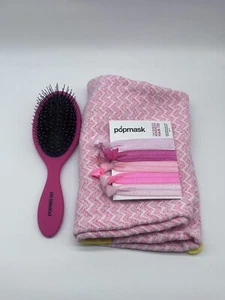 Popmask Ultimate Hair Set Detangling Pink Haarbürste mit Haargummis & Turban - Bild 1 von 10