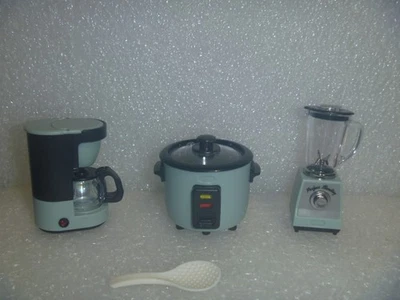 Blue Gray 3 Pc. Kitchen Set, Movable Pieces~*~For Barbie, Doll House, Curio or ? - Image 1 of 4