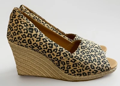 Toms Michelle Leopard Print Wedge Heel Espadrille Slip On Shoes Women’s Size 11M - Image 1 of 4