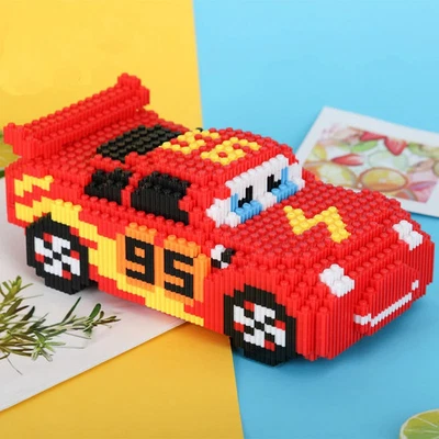 Cartoon Pixar Cars 3 Diamond Building Blocks Lightning Mcqueen Cute Diy Model - Image 1 of 4