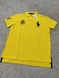 NWT Polo Ralph Lauren Men’s Big Pony SS Custom Fit Polo Shirt Yellow Sz L - Picture 1 of 9