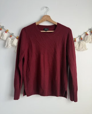 J. Suéter Crew 100% Cachemira Calce Clásico Cuello Redondo Tinta Borgoña Preppy Vacaciones Foto 1 de 4