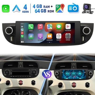 4+64GB Carplay Android 15 Autoradio Per FIAT 500 2007-2015 GPS Navi WIFI Camera+ - Immagine 1 di 4