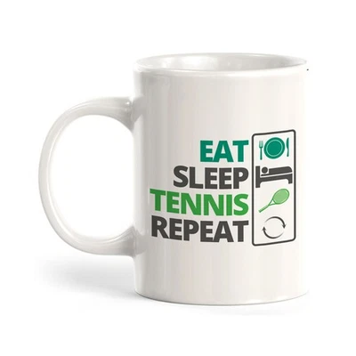 DESIGNS BYLITA Eat Sleep Tennis Repeat, Novelty Coffee Mug Drinkware Gift