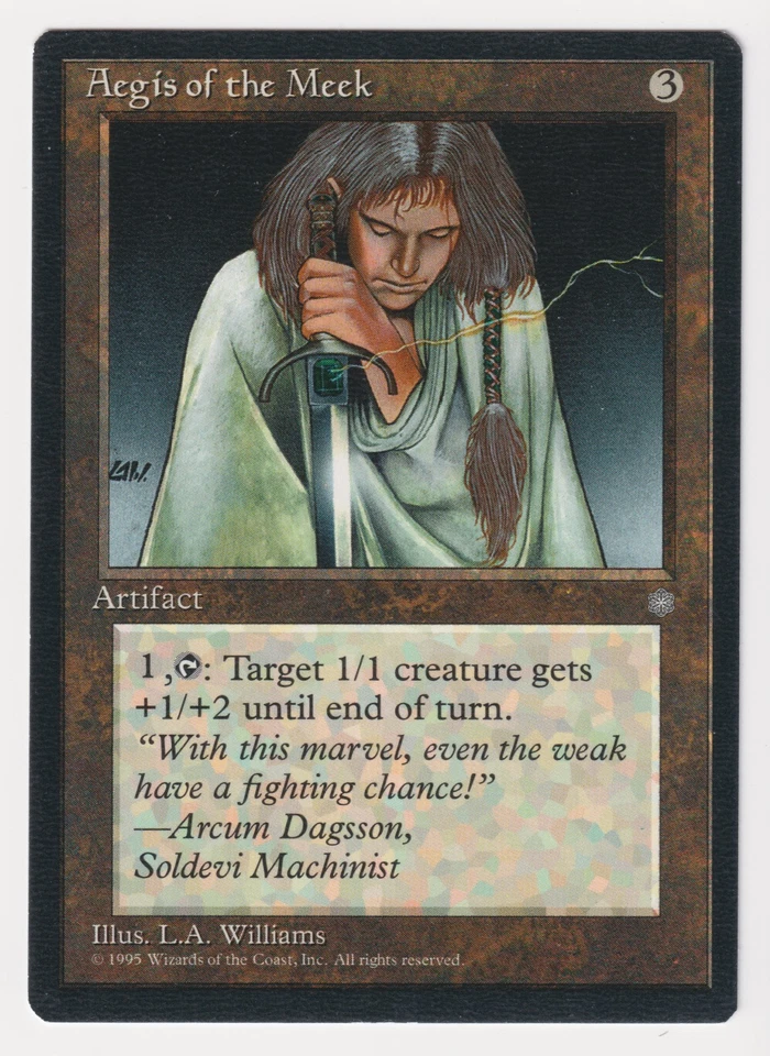Dark Print Aegis of the Meek LP Ice Age MTG Magic Misprint Reserved List Rare! - Image 1 of 2