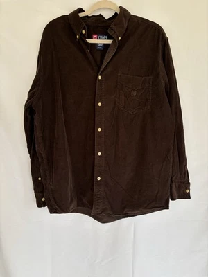 Vintage Chaps Mens Corduroy Shirt Jacket Size Large Brown Lined Button Down - Image 1 of 4