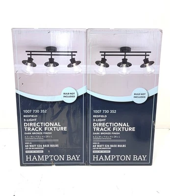 LOTE DE 2 Kit de Iluminação de Pista Hampton Bay 2 pés 3-Light Bronze Escuro Vidro Transparente - Imagem 1 de 2