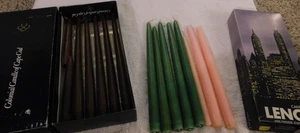 25-1058 13 Vintage 12 inchaper Dinner Candles Brown Green Pink Wax Home Decor - Picture 1 of 6
