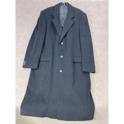 Abrigo Mark Alexander Negro Lana Mezcla Cachemira 46L Hombre Largo Top Abrigo Clásico Foto 1 de 4