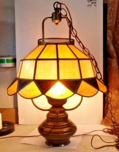 LÁMPARA SWAG de vidrio de escoria de caramelo teñido vintage luces superiores e inferiores 48 paneles - Imagen 1 de 10