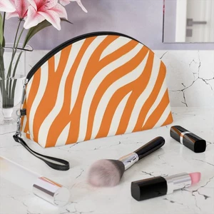 Vibrant Orange Zebra Makeup Bag, Cosmetic Pouch, Travel Organizer, Gift - Picture 1 of 8