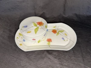 Mikasa "Just Flowers" Bone China Set ,Serving Platter, Lidded Bowl & Butter Dish - Picture 1 of 5