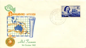 1963 Australian Navigators Abel Tasman 4/- - Royal FDC Blue - Bild 1 von 2