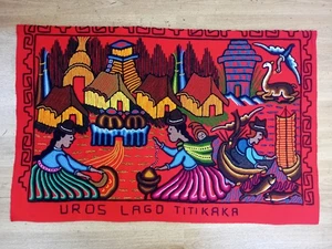 Vintage Peruvian Wall Hanging Hand Woven Wool Tapestry 97 x 64cm - Picture 1 of 4