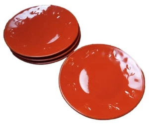 Rachael Ray Set of (4) 8" Garden Sage Red Salad Plates With Leaves - Picture 1 of 6