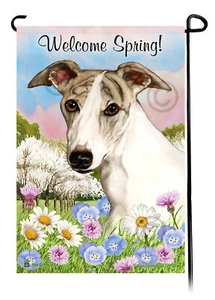 Bandera de jardín Welcome Spring - Fawn Brindle Whippet - Imagen 1 de 1