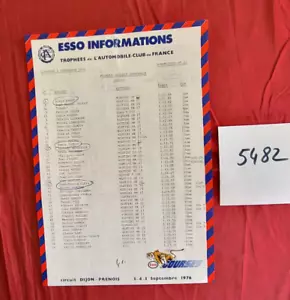 N° 5482 / feuille palmares formule RENAULT 09-1976 / ESSO / PROST sur MARTINI - Imagen 1 de 1