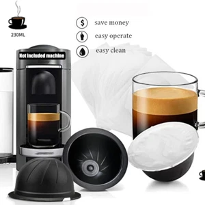 3x Reusable Coffee Espresso Capsule Pod 230ml +10 Lids For Nespresso Vertuoline - Picture 1 of 6