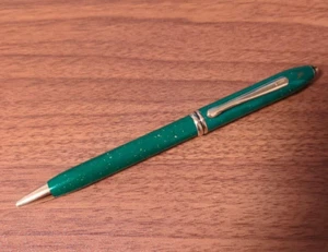 [Exc+4] CROSS Townsend Jade/Gold leaf Twisted Ballpoint pen (No Box) Vintage F/S - Picture 1 of 6