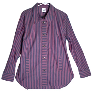 CABI Shirt Women's Medium Plaid Long Sleeve Collard Buttons Red Gray - Picture 1 of 7