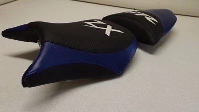 KAWASAKI ZX6R FRONT & REAR 05 06  BLACK/BLUE/WHITE CUSTOM SEAT COVERS ZX636 - Image 1 of 4