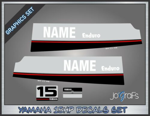 Yamaha Enduro 15HP Outboard Engine Decals Replacement Sticker Set