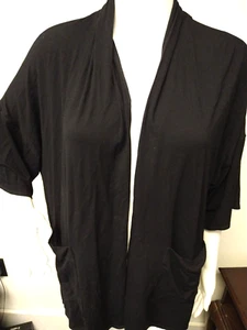Eileen Fisher Womens Open Jacket Black Stretch Pockets Sz Small Petite Casual - Picture 1 of 6
