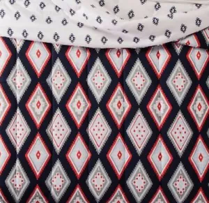 Aztec Twin XL Navy Blue & Coral Geometric Reversible Comforter Dorm Bed - Picture 1 of 1
