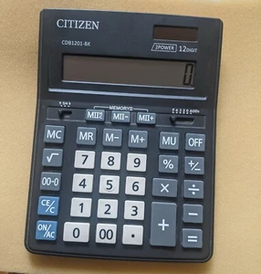 Citizen SDB1201-BK 12-Digit 2 power Desktop Office Solar Calculator - Picture 1 of 6
