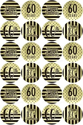 60.Tortenbild Party Deko Geschenk Muffin Cupcake Aufleger Geburtstag gold essbar - Bild 1 von 4