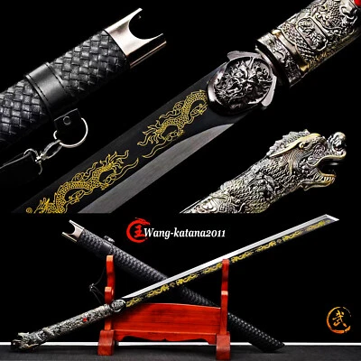 44'' Straight Black Sword Functional 1095 Carbon Steel Dragon Chinese Tang Dao唐刀 - Image 1 of 4